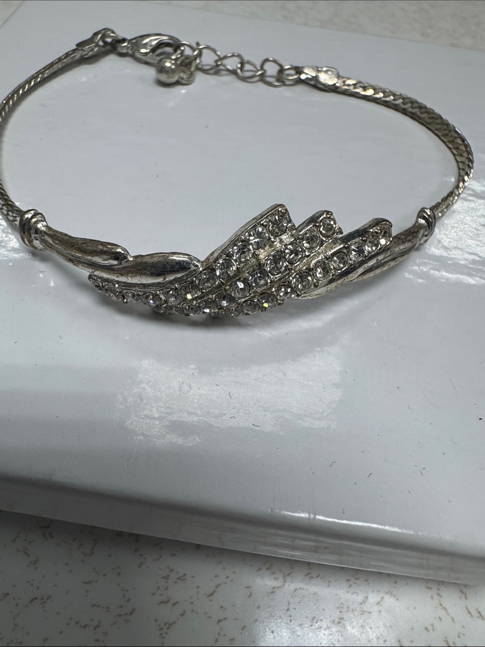 Crystal Wing Accent Silver Bracelet - Women's Fashion Jewelry